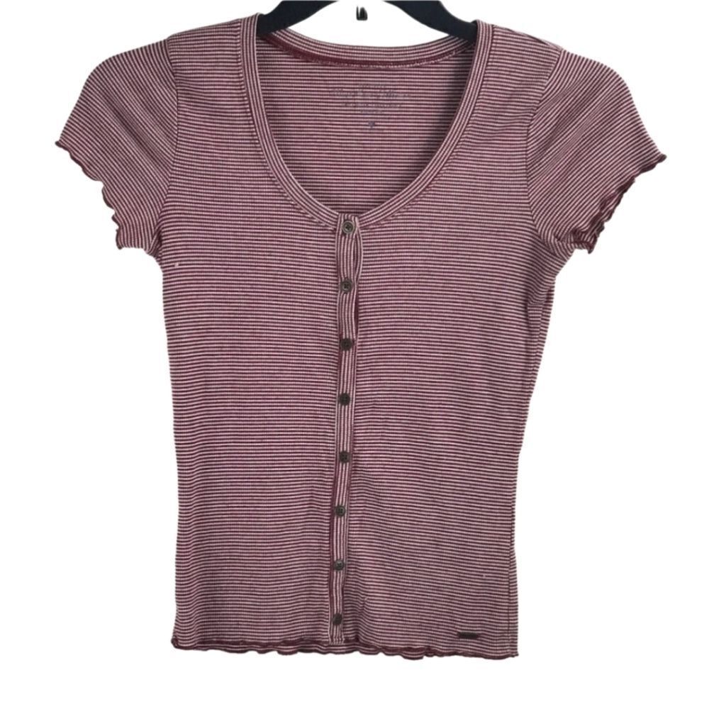 HOLLISTER button front striped top - Picture 1 of 4